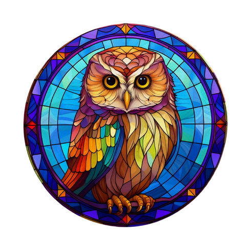 Millie The Little Owl Circular Glass Suncatcher Worktop Saver